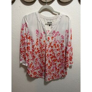 Talbots Pink and White Floral Blouse Size  S